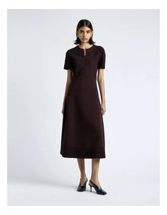 Milano Ottoman Stitch Midi Dress in Dark Chocolate