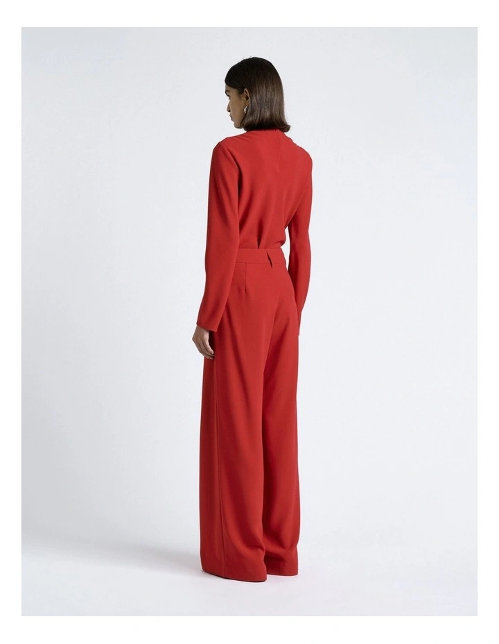 Long Sleeve Crepe Top in Cherry image 2