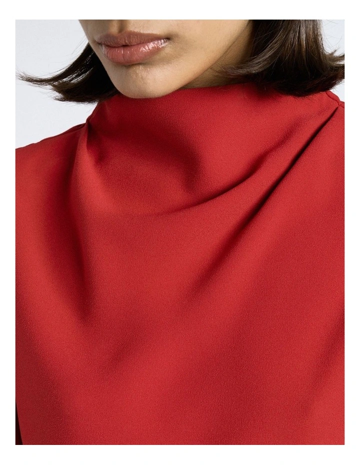 Long Sleeve Crepe Top in Cherry image 3