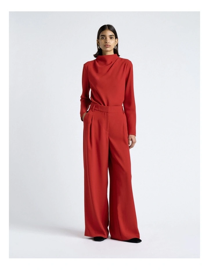 Long Sleeve Crepe Top in Cherry image 4