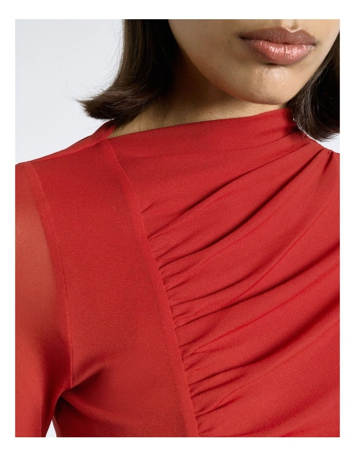 Ruched Mesh Long Sleeve Top image 3