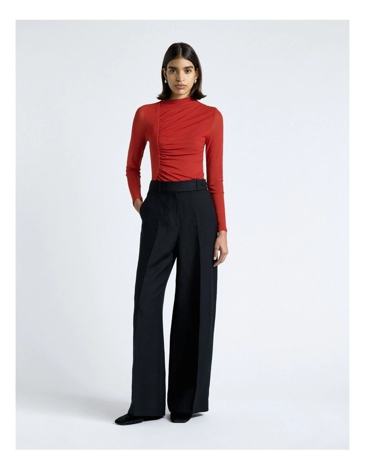 Ruched Mesh Long Sleeve Top image 4