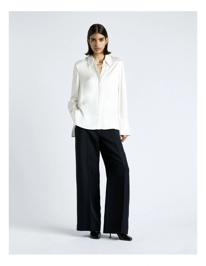Viscose Satin Shirt in Ivory image 3