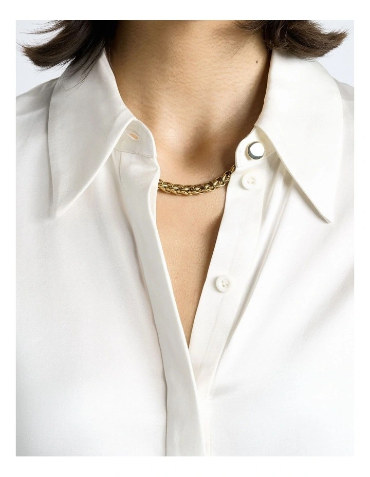 Viscose Satin Shirt in Ivory image 4