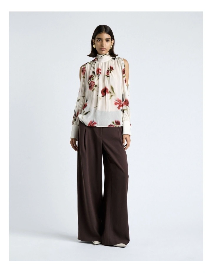 Blurred Floral Georgette Split Sleeve Top in Floral image 5
