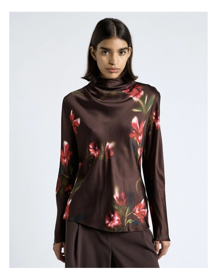 Blurred Floral Satin Viscose Top image 1