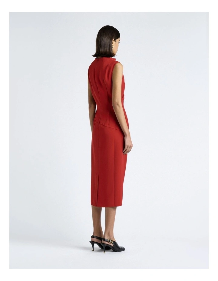Cherry Crepe Draped Midi Dress image 2