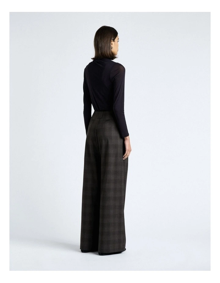 Brushed Prince of Wales Tweed Wide Leg Pant image 2
