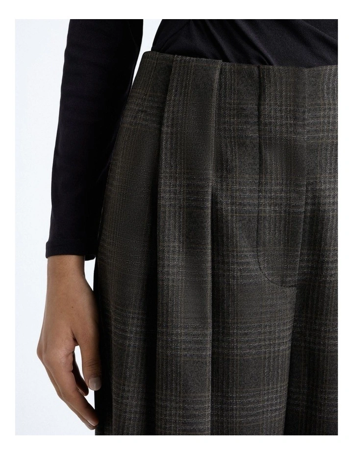 Brushed Prince of Wales Tweed Wide Leg Pant image 3