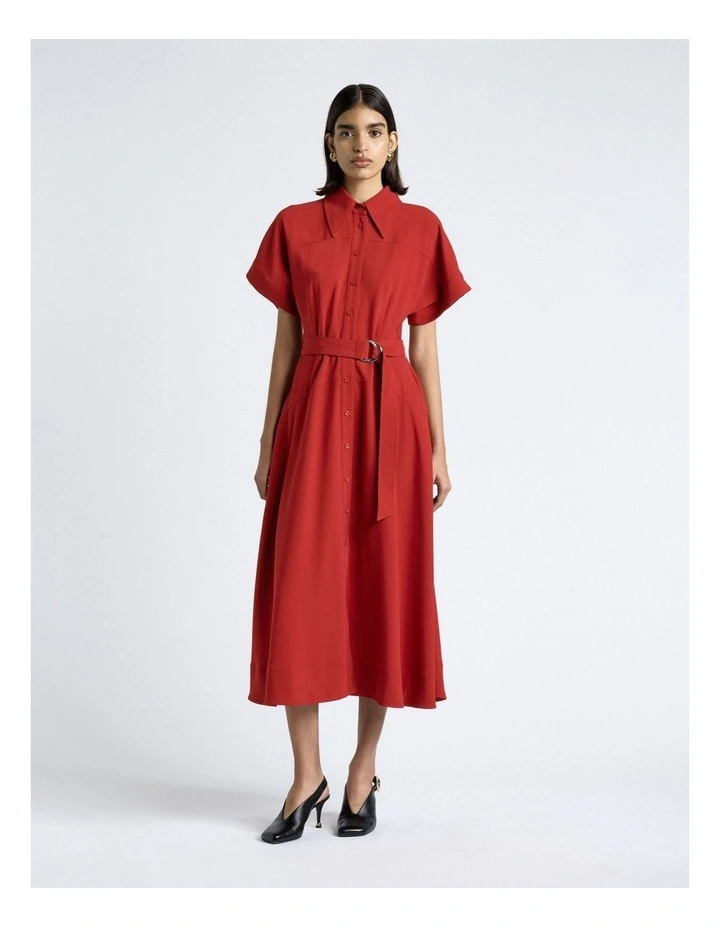 Cherry Crepe Midi Shirt Dress image 1