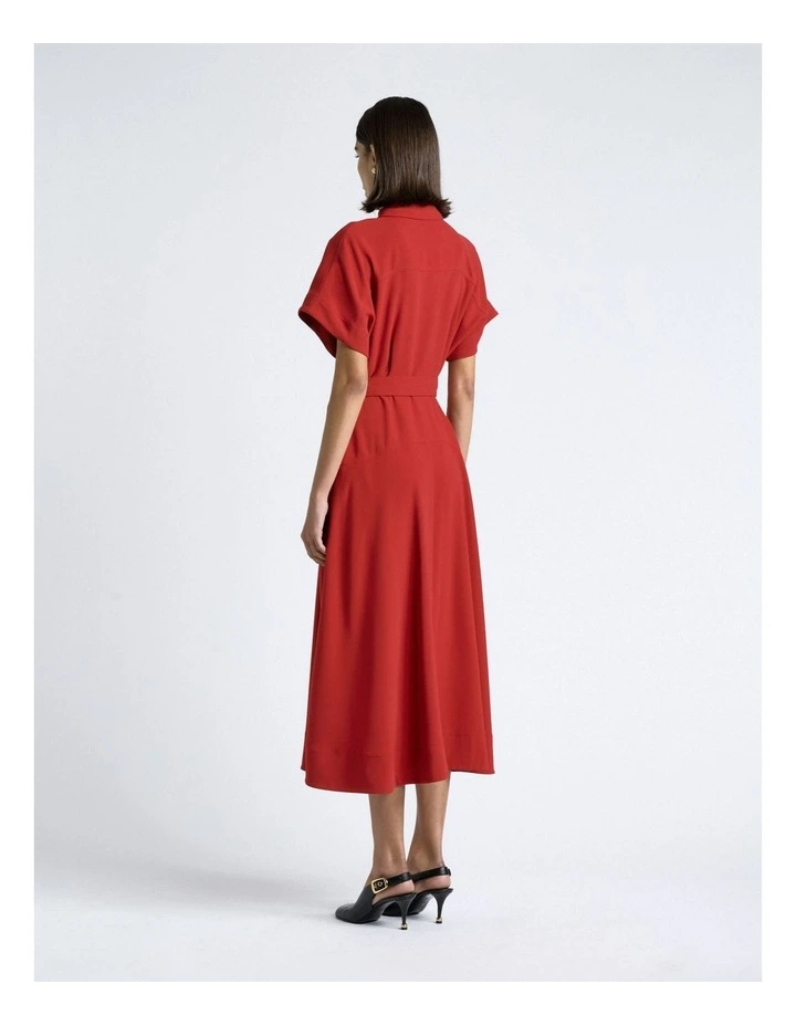 Cherry Crepe Midi Shirt Dress image 2