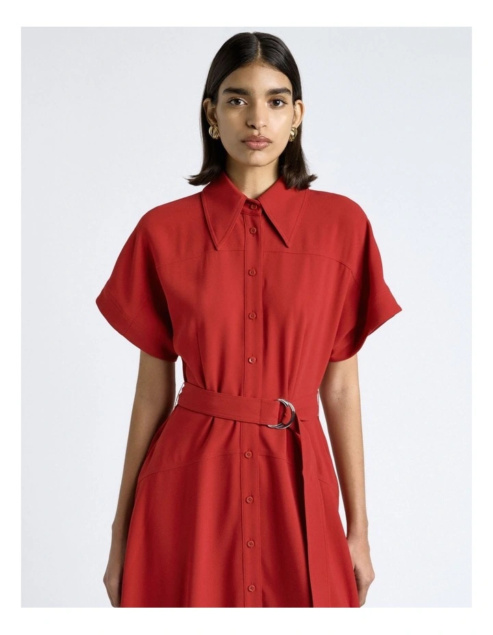 Cherry Crepe Midi Shirt Dress image 3