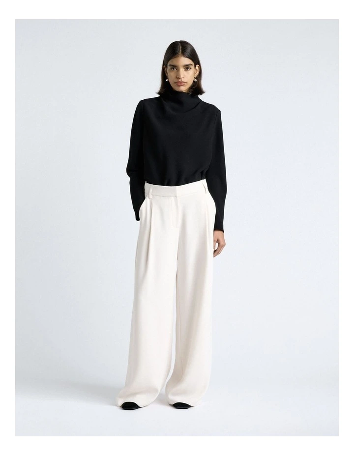Crepe Long Sleeve Top in Black image 4