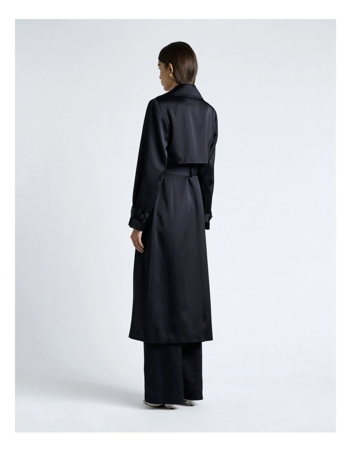 Matte Satin Viscose Trench in Dark Ink image 2