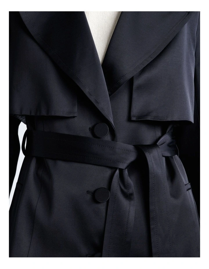 Matte Satin Viscose Trench in Dark Ink image 4