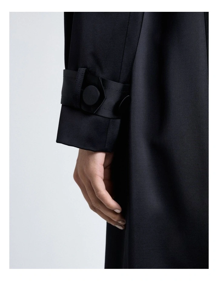Matte Satin Viscose Trench in Dark Ink image 5