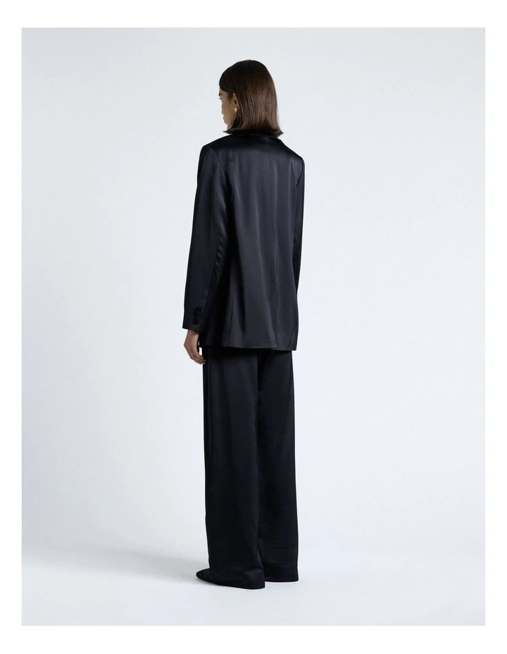 Matte Satin Viscose Double Breasted Blazer in Dark Ink image 2