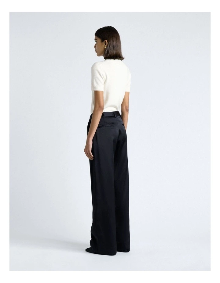 Matte Satin Viscose Wide Leg Pant in Dark Ink image 2