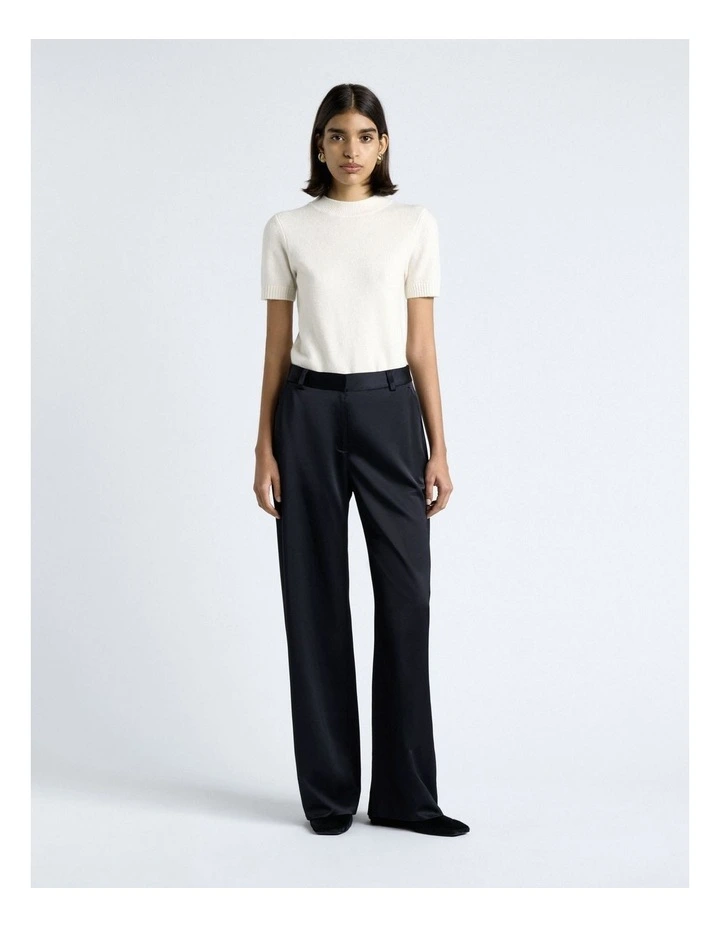 Matte Satin Viscose Wide Leg Pant in Dark Ink image 4