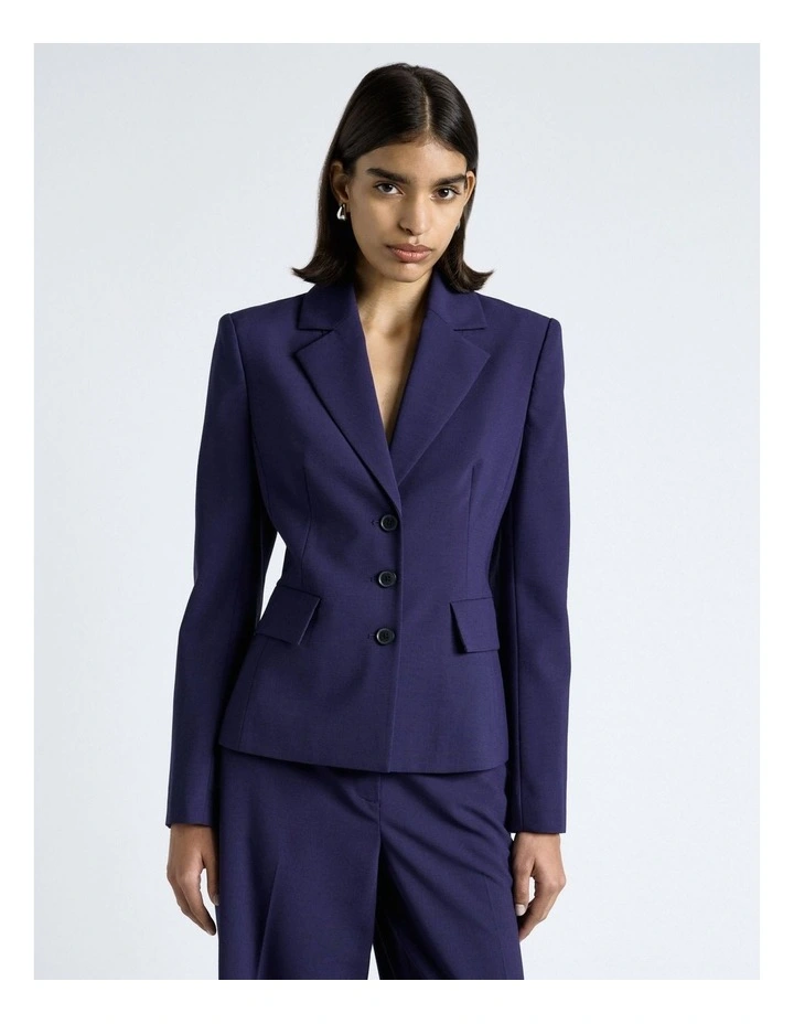 European Stretch Suiting Hourglass Blazer in Dark Cobalt image 1