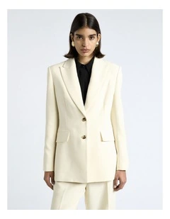 Double Weave Hourglass Blazer in Butter
