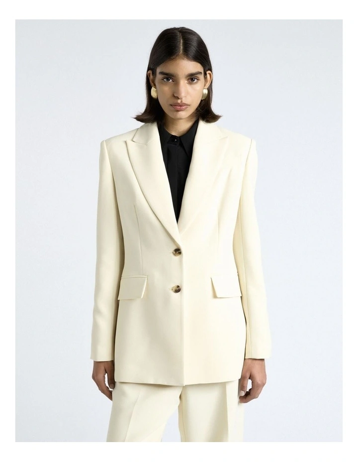Double Weave Hourglass Blazer in Butter image 1