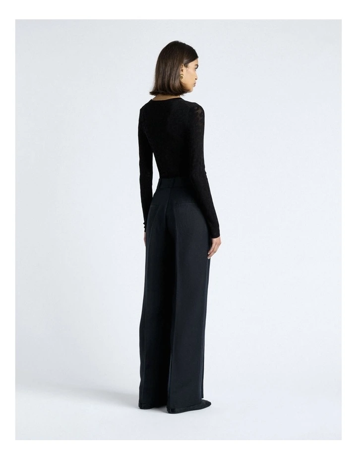 Lustre Linen Blend Wide Leg Pant in Black image 2