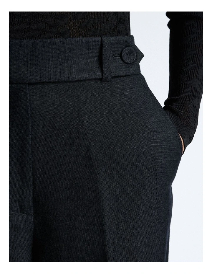 Lustre Linen Blend Wide Leg Pant in Black image 3
