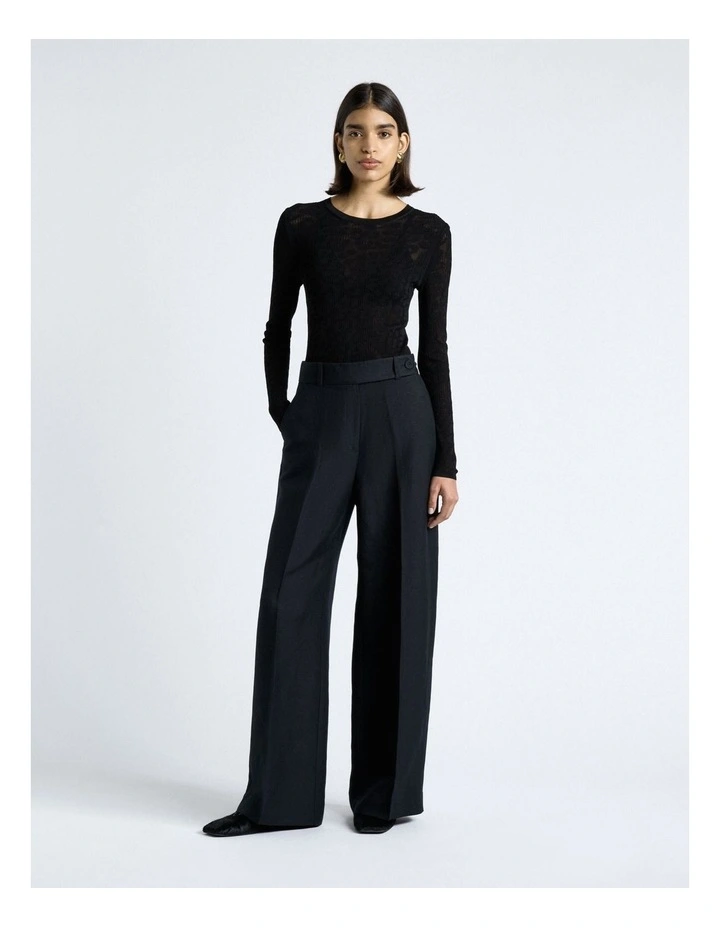 Lustre Linen Blend Wide Leg Pant in Black image 4