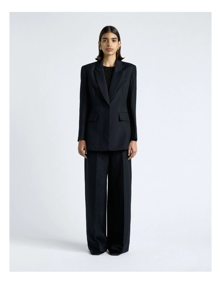 Lustre Linen Blend Wide Leg Pant in Black image 5