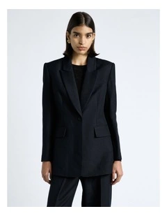 Lustre Linen Blend Blazer in Black