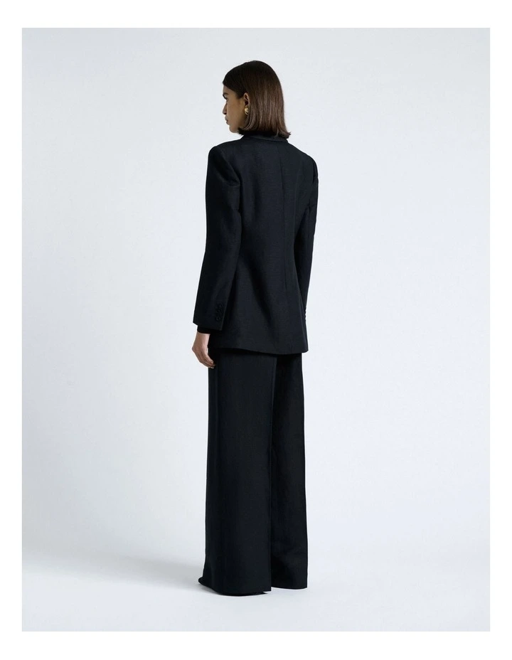 Lustre Linen Blend Blazer in Black image 2