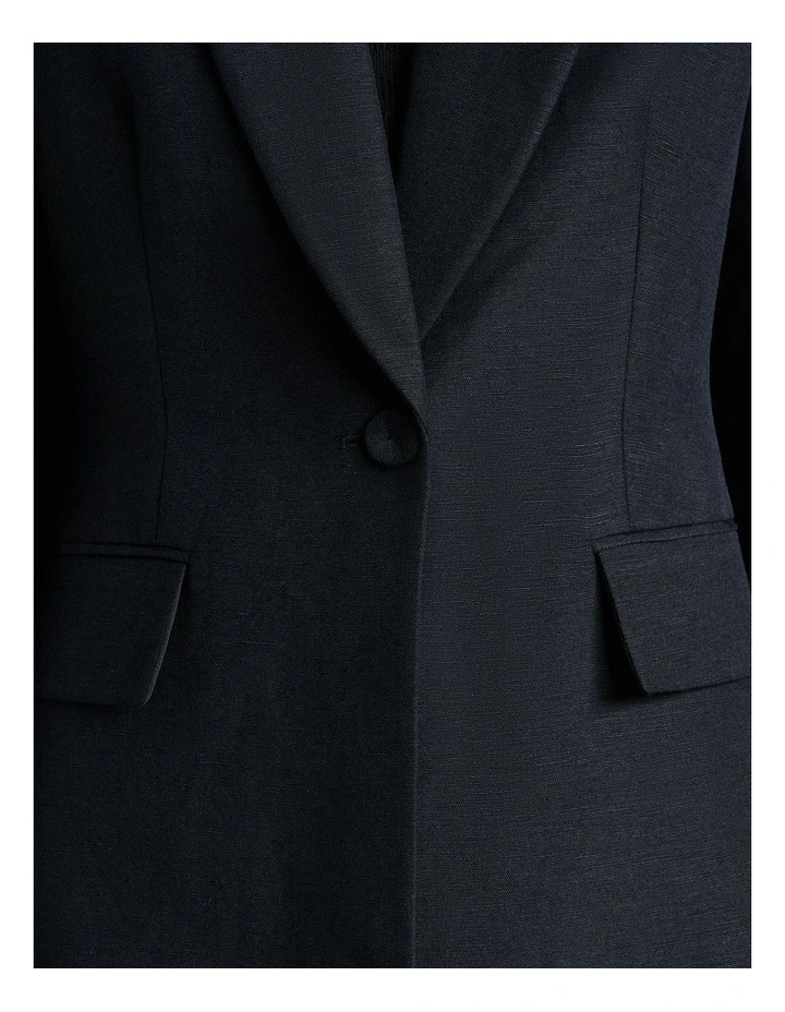 Lustre Linen Blend Blazer in Black image 3