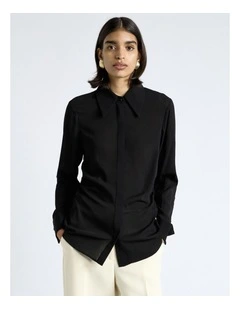 Soft Viscose Ruched Shirt in Black