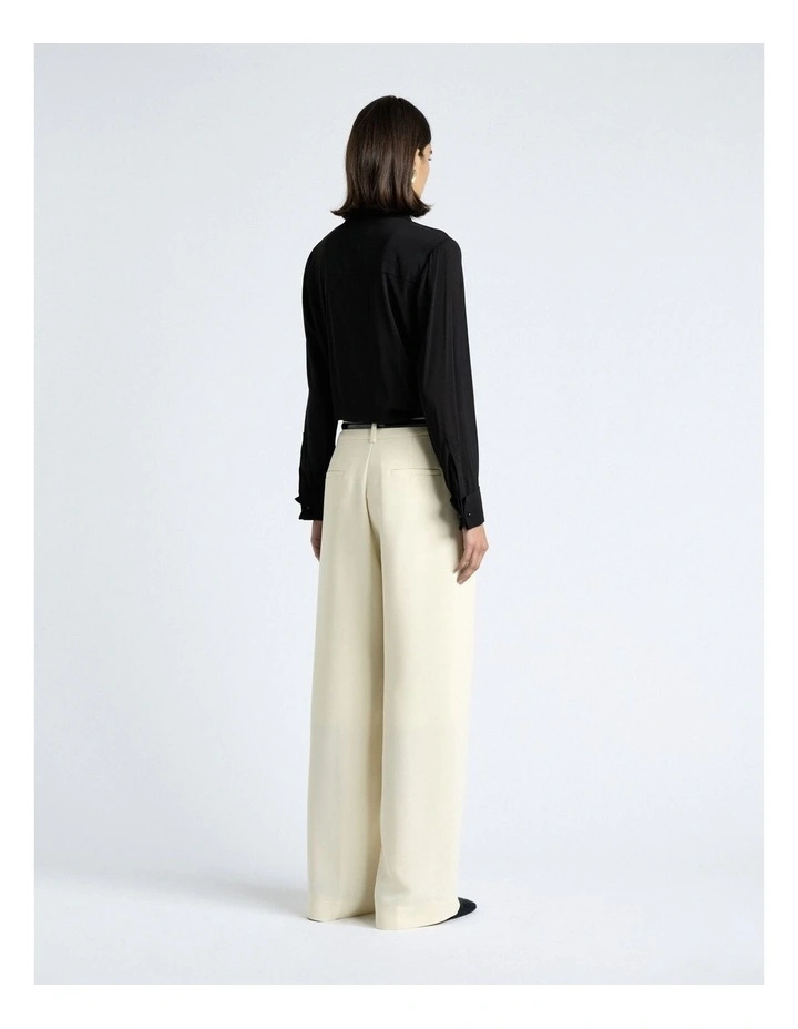 Soft Viscose Ruched Shirt in Black image 2