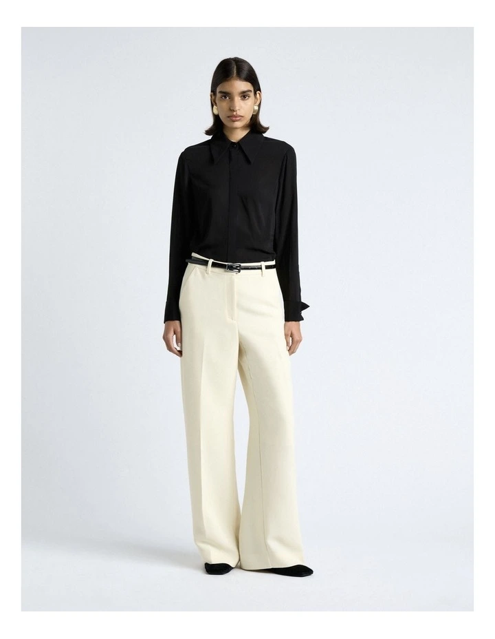 Soft Viscose Ruched Shirt in Black image 4