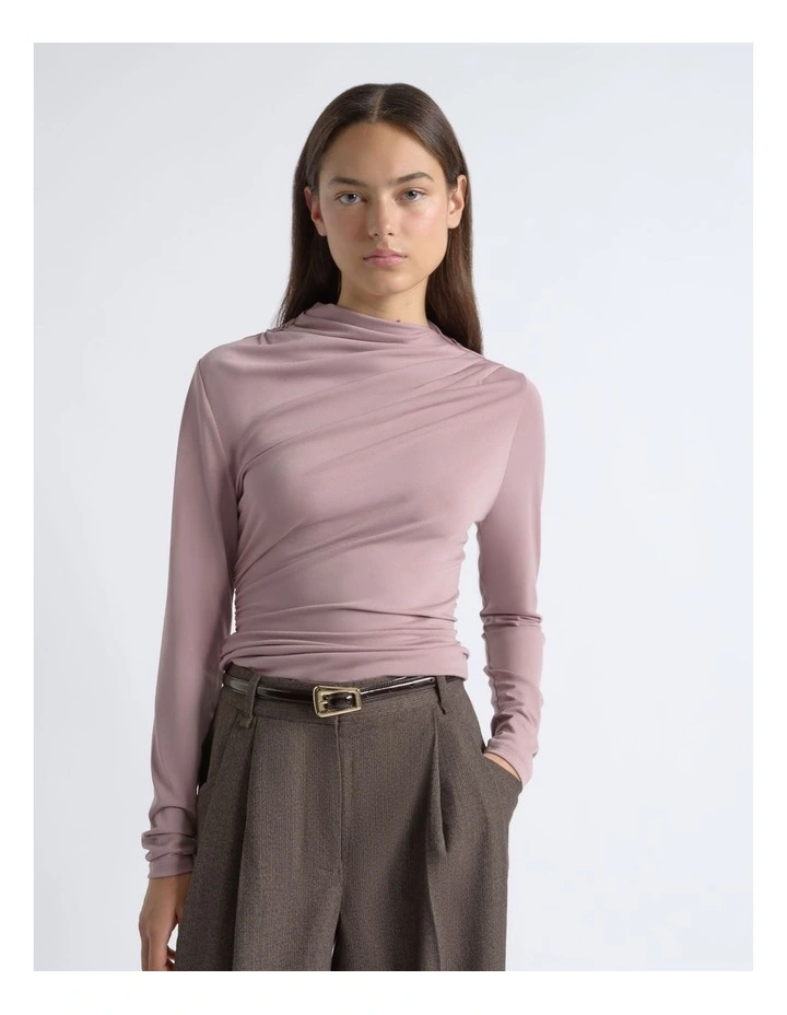 Crepe Mesh Gathered Top image 1