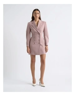 Double Breasted Blazer Dress in Deep Rose