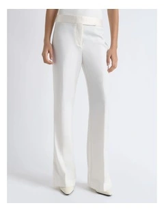 Satin Waistband Straight Leg Pant
