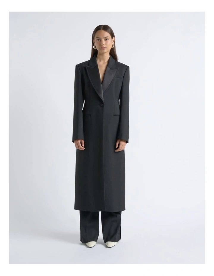 Single Breasted Satin Lapel Coat image 1