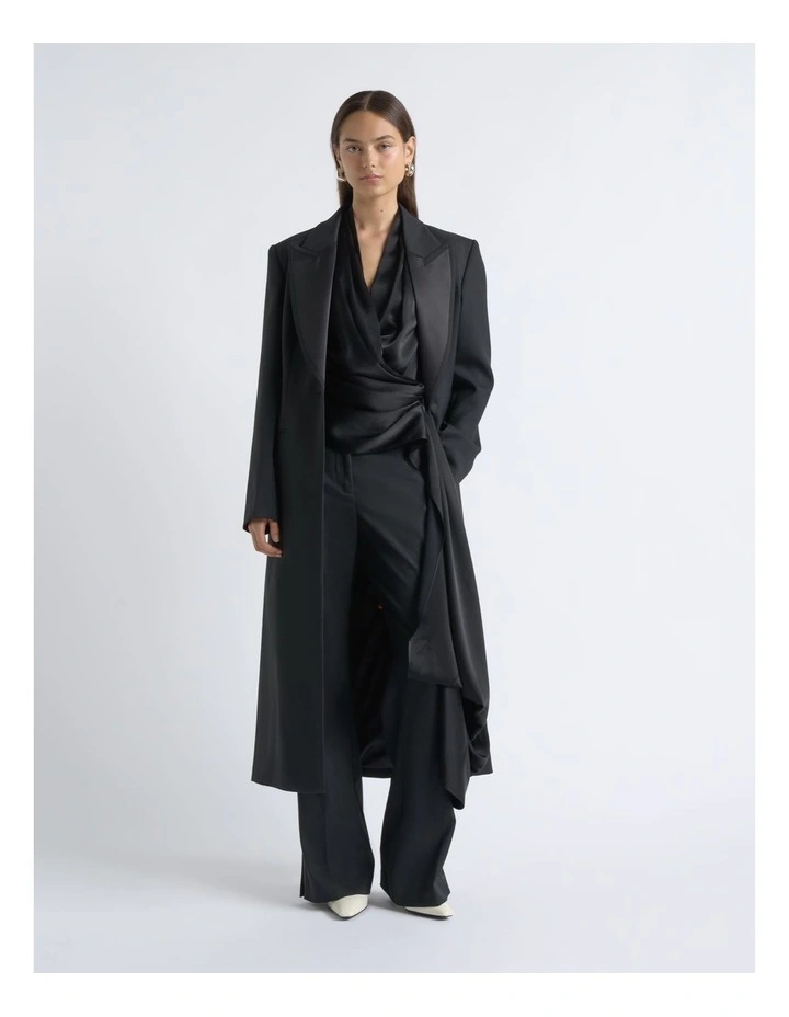 Single Breasted Satin Lapel Coat image 7