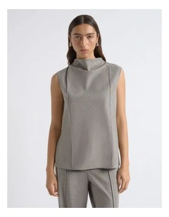 Drape Neck Pin Tuck Top
