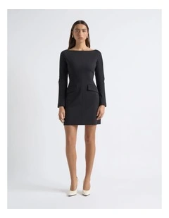 Boat Neck Tailored Mini Dress