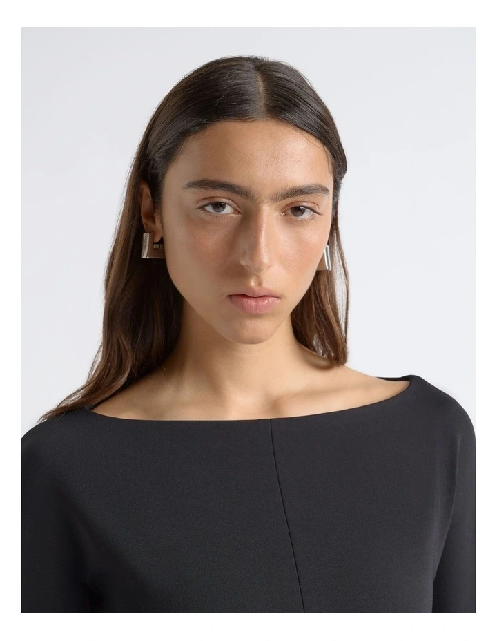 Boat Neck Tailored Mini Dress image 3