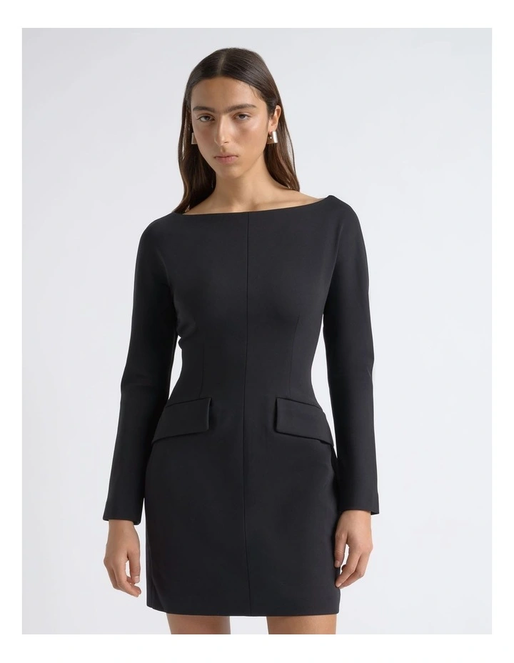Boat Neck Tailored Mini Dress image 5