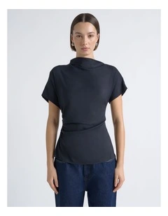 Stretch Viscose Drape Neck Top