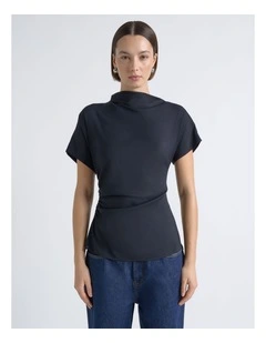 Stretch Viscose Drape Neck Top