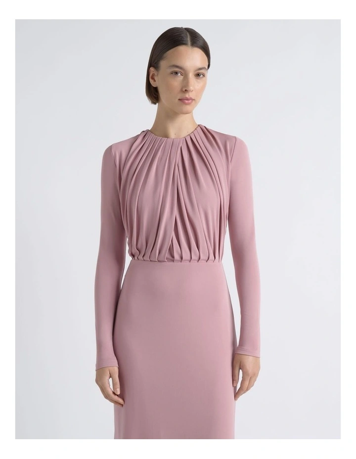 Long Sleeve Drape Midi Dress image 3
