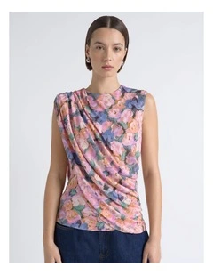 Print Cape Drape Top