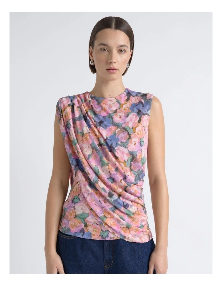 Print Cape Drape Top image 1